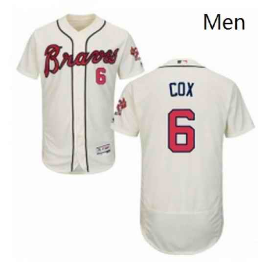 Mens Majestic Atlanta Braves 6 Bobby Cox Cream Alternate Flex Base Authentic Collection MLB Jersey
